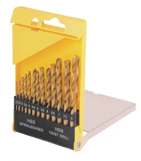 Sada vrtákov MASTERTOOL do kovu 13 ks HSS TiN 2 - 8 мм plastic box TiN 11-0413