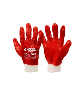 Rukavice pracovné MASTERTOOL z bavlny s červenou PVC povlakom, pletená manžeta 10, 5" 83-0501