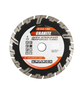 Kotúč diamantový GRANITE TURBO REINFORCED 180*2, 6 mm 22-24% 8600 ot./min 9-03-180