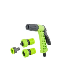 Zavlažovacia súprava MASTERTOOL 4 ks (pištoľ regulovateľná, adaptér 1/2"-3/4" - samica, koncovka 3/4", koncovka 3/4" STOP - sami