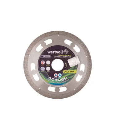 Kotúč diamantový WERTVOLL UNIVERSAL CERAMICS na keramiku 125*1 mm 0, 24 výška segmentu 8 mm adaptér 22, 2 - 20 mm 12250 ot./min