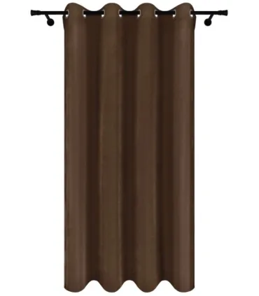 Zamatový záves s krúžkami - Mocha Elegance, tmavohnedá