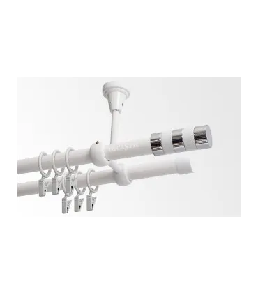 Dvojitá 19mm biela leskla koncovka Valec