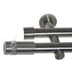Kovová garníža dvojitá Ø 19mm efekt-nerezová oceľ koncovka - Cylinder crystal