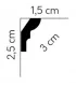 Dekoratívna lišta na strop MDB180 200x2.5x1.5 cm Mardom