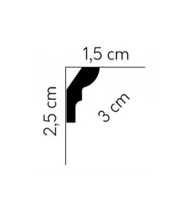 Dekoratívna lišta na strop MDB180 200x2.5x1.5 cm Mardom