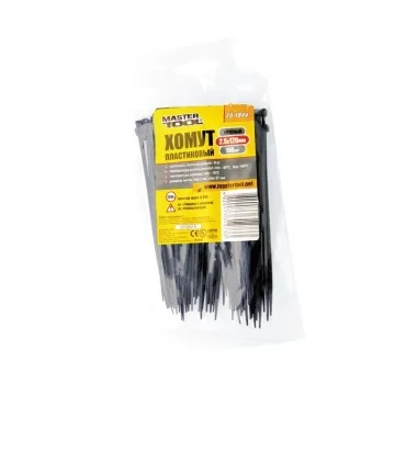 Páska sťahovacia MASTERTOOL na káble, nylon 2,5*150 mm, čierna 100 ks balenie 20-1845