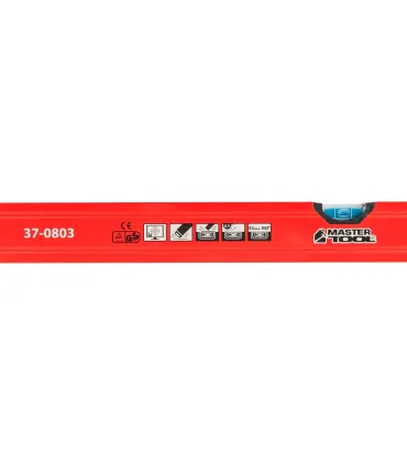 Vodováha stavebná hliníková MASTERTOOL PROFI 80 cm 2 libely 0,5 mm/m 0,03° výklenok pre montáž na potrubia 37-0803