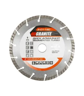 Kotúč diamantový GRANITE SEGMENTED TURBO 180*2,6 mm 22-24% 8600 ot./min 9-01-180